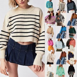2025 Autumn/Winter Cross-Border Amazon Temu Hot-Selling V-Neck Irregular-Patterned Loose European and American Women's Sweaters