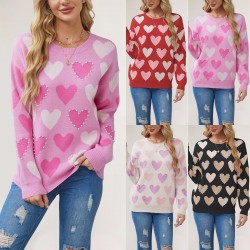 2025 autumn and winter new cross-border Amazon temu hot-selling Valentine's Day heart-shaped loose sweaters for women.