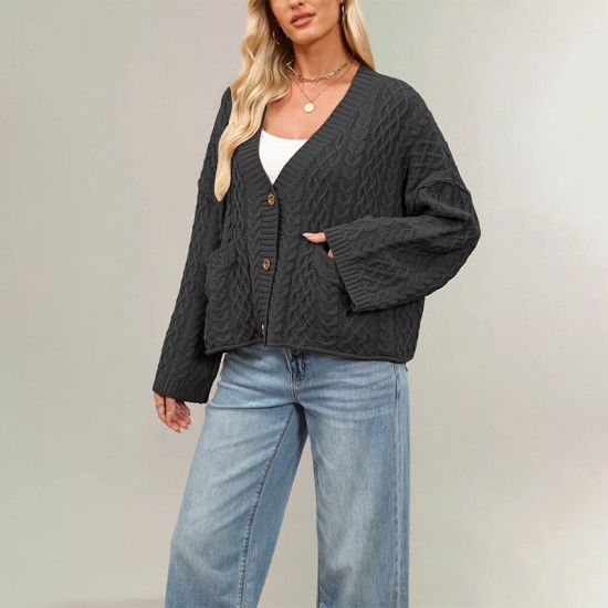 Fall/Winter Amazon New European and American Women's Street Style Boat Neck Cable Pullover Loose Knit Sweater