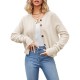 Autumn/Winter New European and American Style Amazon 2025 Hot-Selling V Cable-collared long-sleeved loose cardigan sweater