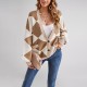European and American women's Amazon new 2025 Valentine's Day heart-shaped pocket V-neck mid-length knitted cardigan