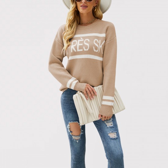 2025 Fall/Winter new Amazon large-size loose-fitting sweater for European and American women. Round-neck fashionable pullover sweater